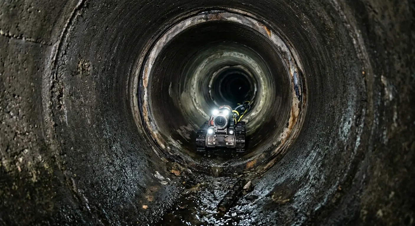 Robotic sewer camera inspecting pipe interior for Drain Snake Service in Dakota Dunes
